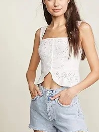 Free People White Eyelet Square-Neck Camisole